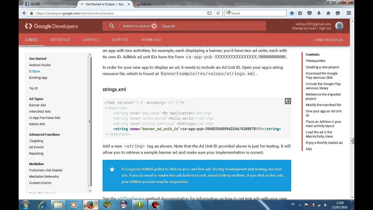 Pasang Admob Banner Ads Android Project Youtube