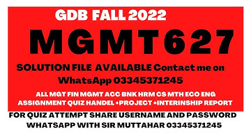 Mgmt 627 GDb solution fall 2022
