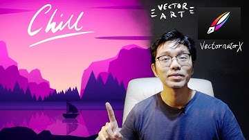 Lake view sunset vector art. Linearity Curve tutorial on iPad