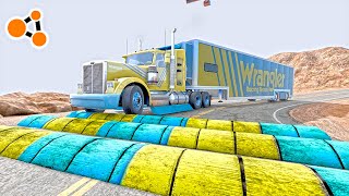 Race Trailer Trucks vs Speed Bumps 3 BeamNG.drive | Beamng Crashes TV