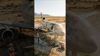 Abandoned Airplane Restoration Timelapse ✈️ From Rust to Fully Restored Aircraft #shorts