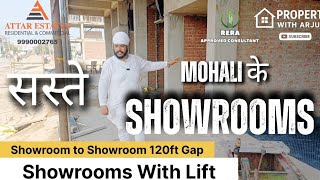 Affordable Commercial Showrooms For Sale in Mohali, with Lift & Roof Rights