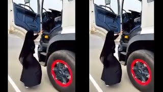 hijab girl truck chalate hue viral video #viral