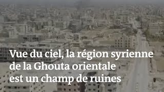 Vue du ciel, la région syrienne de la Ghouta orientale est un immense champs de ruines