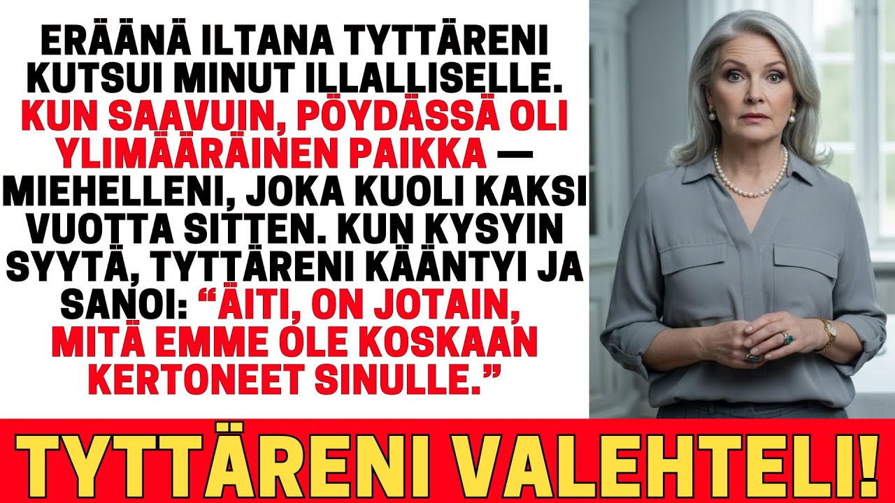 TYTTÄRENI ILLALLISELLA OLI PAIKKA KUOLLEELLE MIEHELLENI — KUN YMMÄRSIN SYYN, JÄÄDYIN.