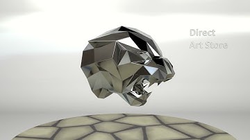 Template for DIY metal sculpture, Pattern of jaguar bust low poly model in DXF and PDF Format