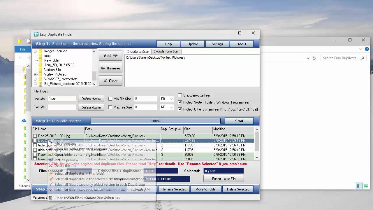 Remove Duplicate pictures or photos with Easy Duplicate Finder by Chris Menard