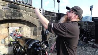 Nightly setup of part of the Royal Edinburgh Military Tattoo lighting.