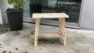 不用鑿刀，製作一張椅腳複斜的榫接板凳        Making a compound angled bench without chisels