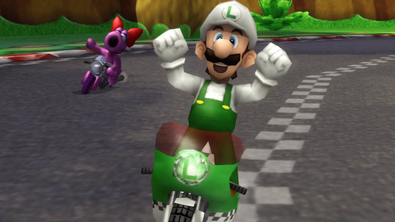 Fire Luigi in Mario Kart Wii