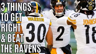 What 3 things must the Steelers do offensively to beat the Ravens?