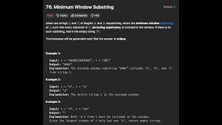 Minimum Window Substring - Leetcode 76 - Python