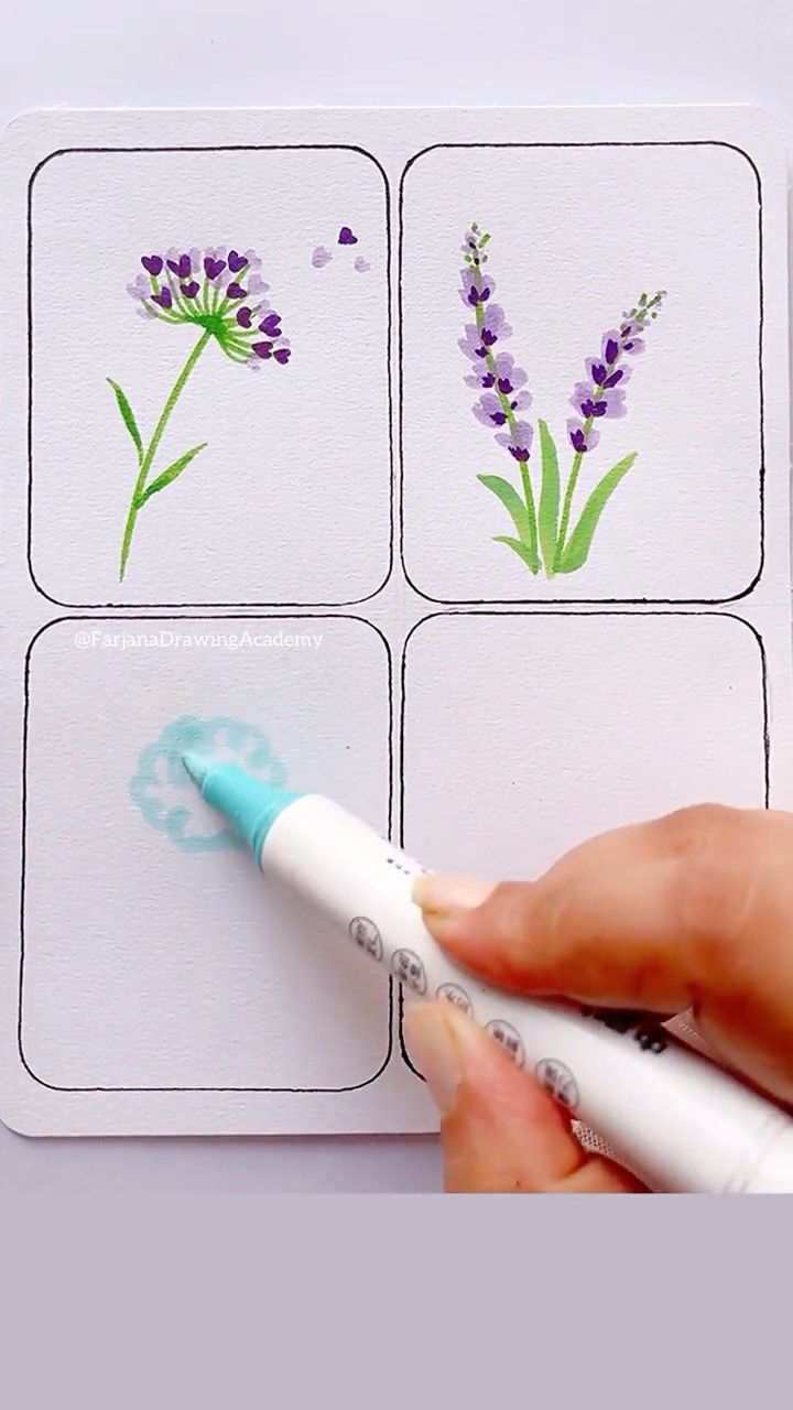 4 types of flowers art #art #painting #drawing