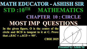In the given figure, O is the centre of the circle and BCD is tangent to it at C. Prove that ∠𝑩𝑨𝑪+∠𝑨