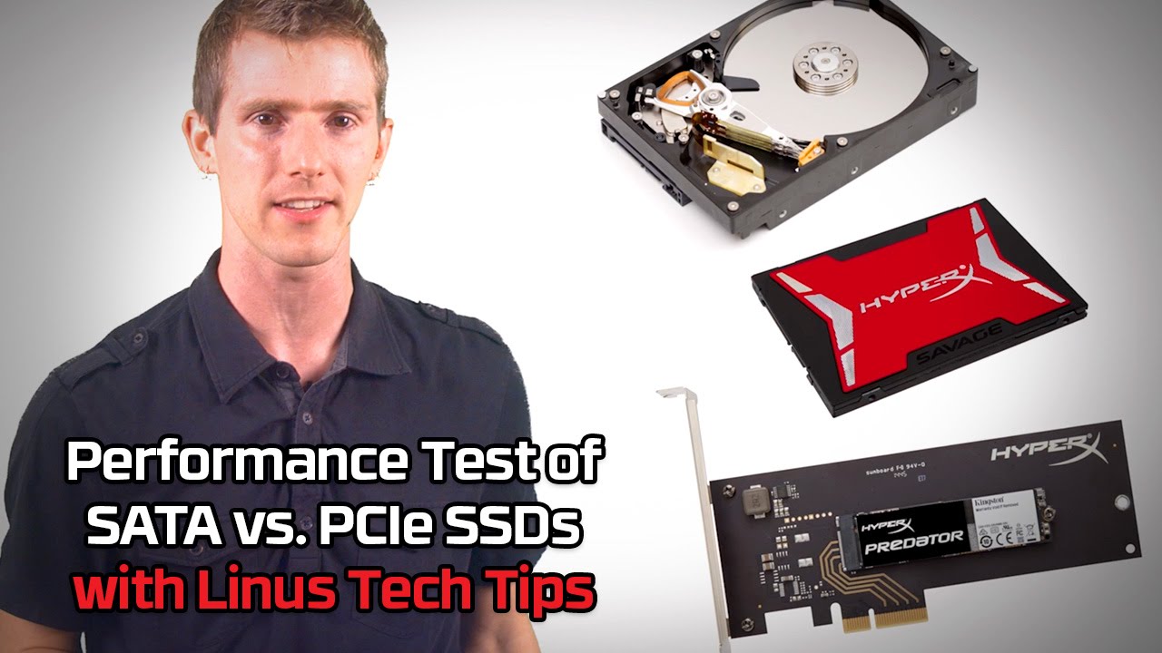 SATA vs. PCIe SSDs Performance Test Linus - YouTube