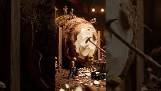 Tiny Workers Mining a Giant Yam Underground | Realistic Miniature ASMR in 4K #MiniatureASMR