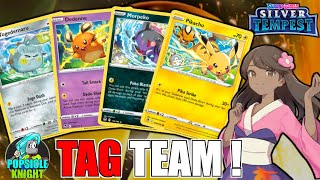 TOGEDEMARU   DEDENNE   PIKACHU   MORPEKO : Tag Team Combo! PTCGO Gameplay (Pokemon SILVER TEMPEST)