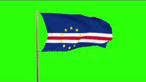 Cape Verde flag waving in the wind. Green screen, alpha matte. Loopable animation Stock video by