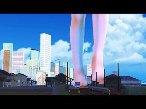 [MMD giantess]Satsuki passes through a train station