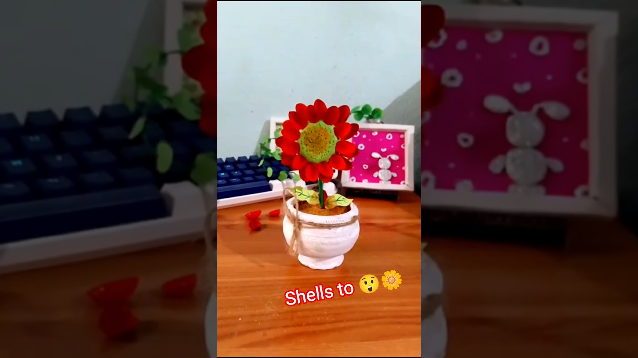 DIY pista shell flower pot craft 