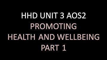 VCE HHD UNIT 3 AOS2 PROMOTING HEALTH AND WELLBEING