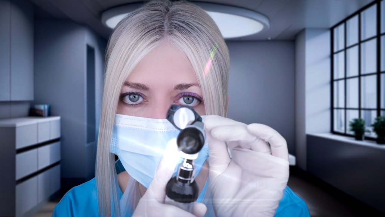ASMR-осмотр и глубокая чистка ушей: отоскоп, шипучие капли, ковыряние в ушах, перчатки, набор текста