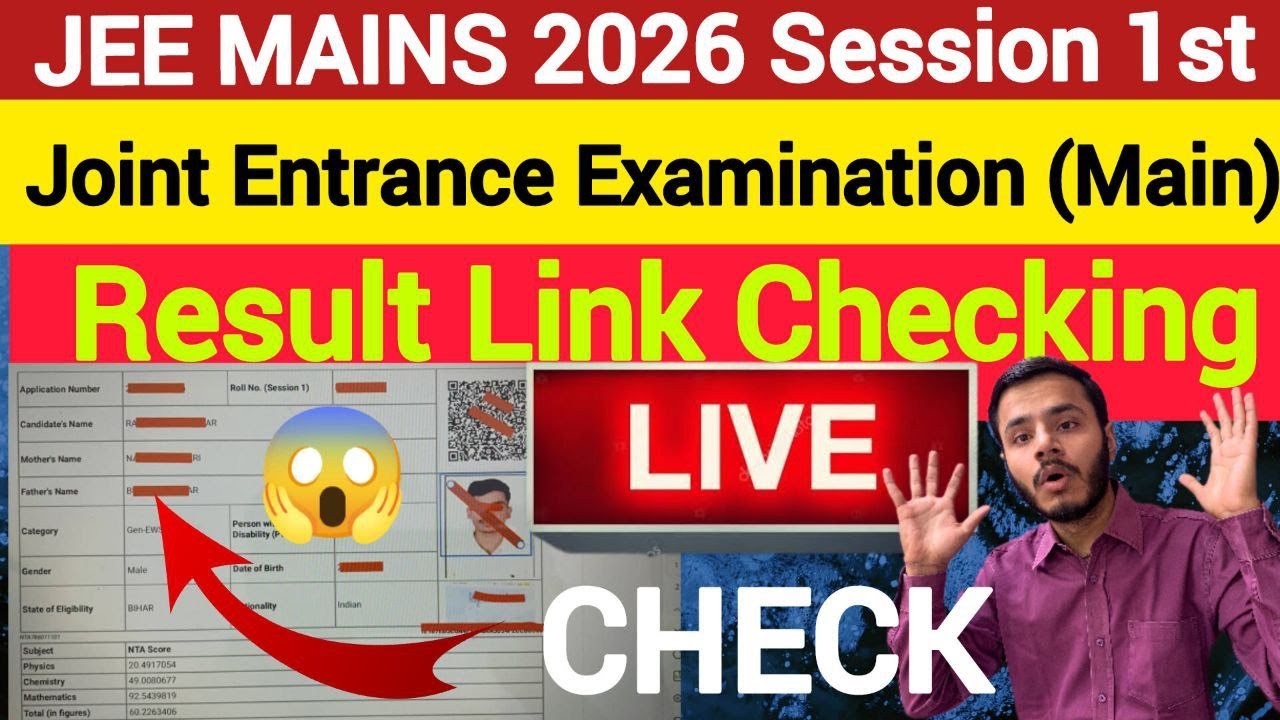 live jee mains 2026 session 1 result out|jee mains 2026 live result ...
