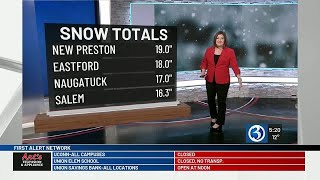 Winter Storm Benjamin Snowfall totals as of 5 a.m.