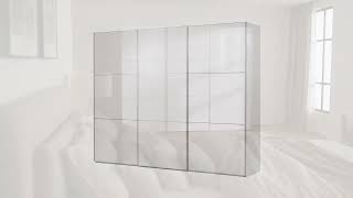 Schwebetürenschrank Includo Typ A - Weiß - Breite: 298 cm - Premium - Silber