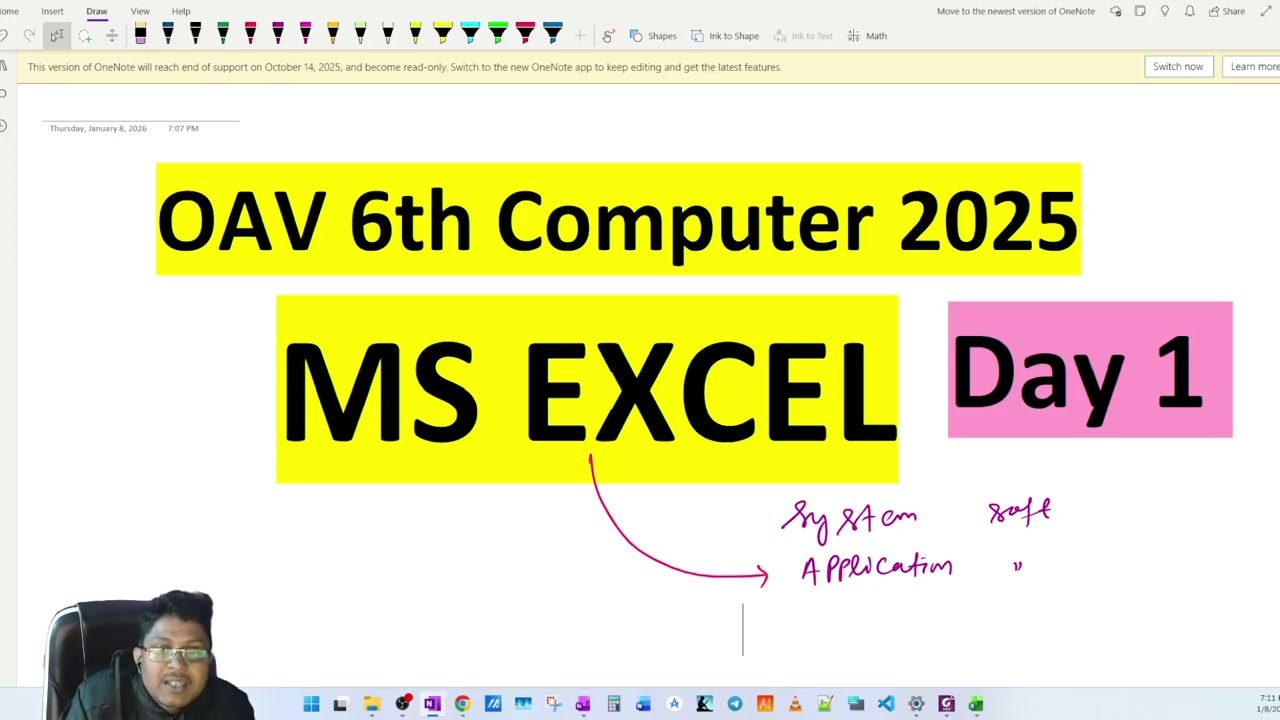 6. MS Excel Day 1 |  OAV 6th Class Computer 2026 01 08 | OAV Academy