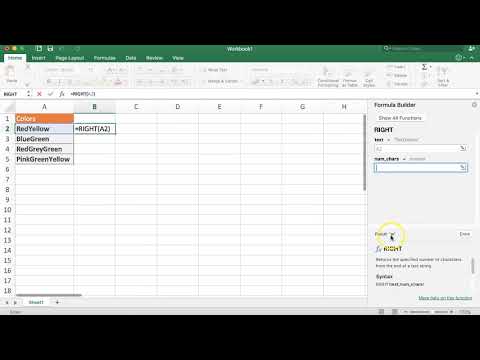 How to use right function in Excel 2018