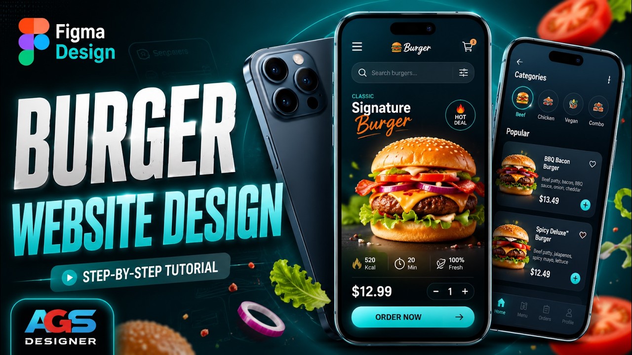 Burger Mobile App & Website Design in Figma | Modern UI/UX Tutorial ...