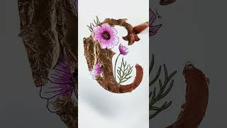 Applying the gold leaf on the “fancy” letter C for my Botanical Alphabet Art Series.