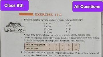 Class 8th maths । Exercise 11.1। Chapter 11। Direct and inverse proportions। Maths। cbse board  