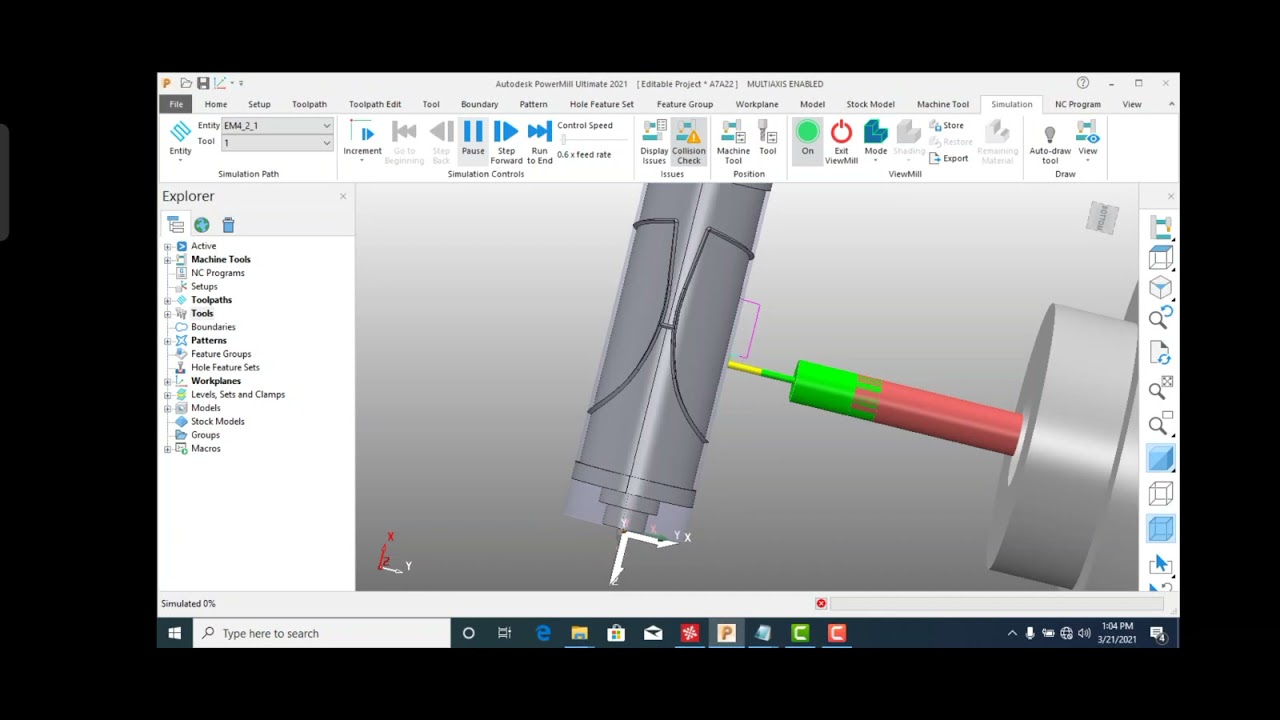 powermill roughing 4 axis - YouTube
