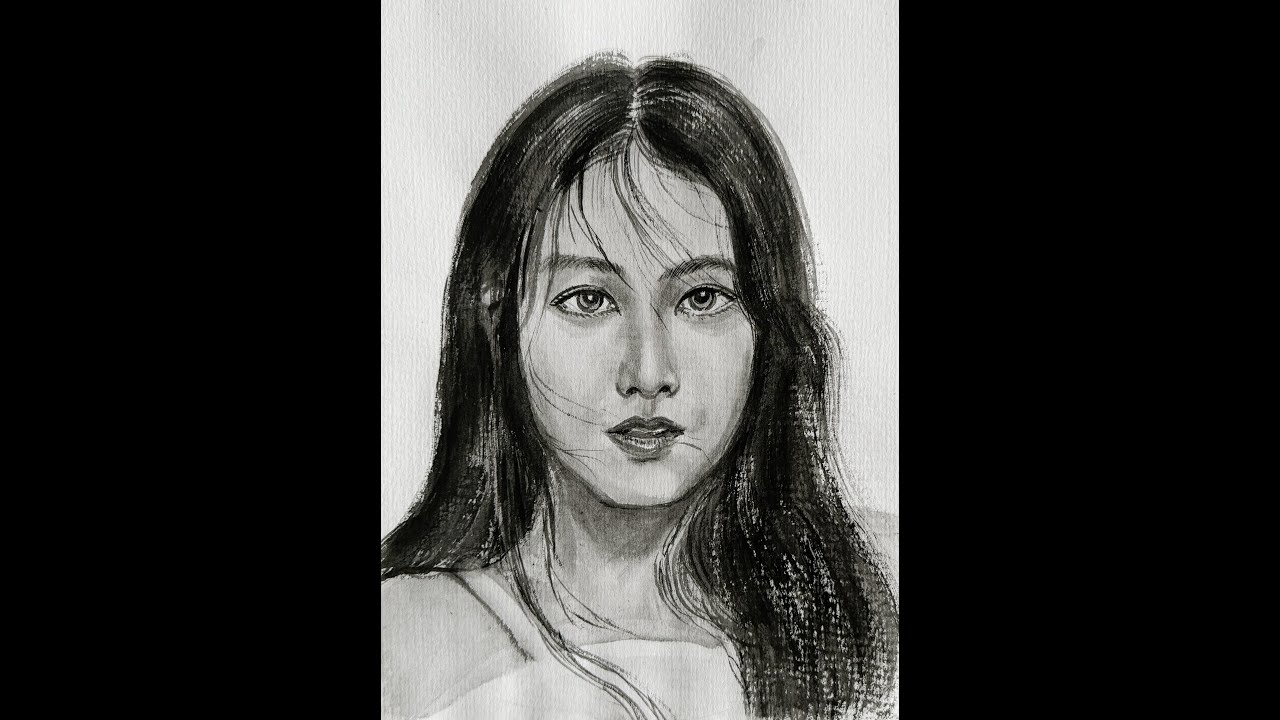 N591 每日水墨人物素描美女Daily Water-ink Portrait Sketch Beautiful