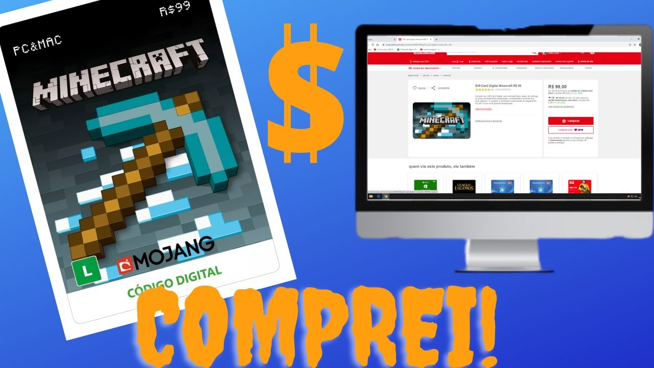 Americanas - Com o cartão pré-pago Minecraft você pode comprar o jogo de  forma prática e segura! 😃🎮 Garanta o seu cartão na loja mais próxima!