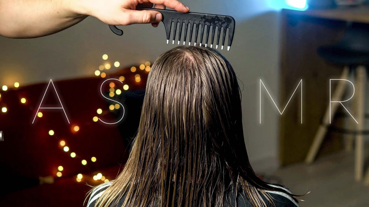 ASMR Real Person Hair Brush Dry / Wet Hair Brush No Talking 4k