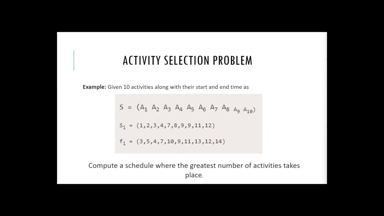 Activity Selection Problem (Greedy Algorithm) - YouTube