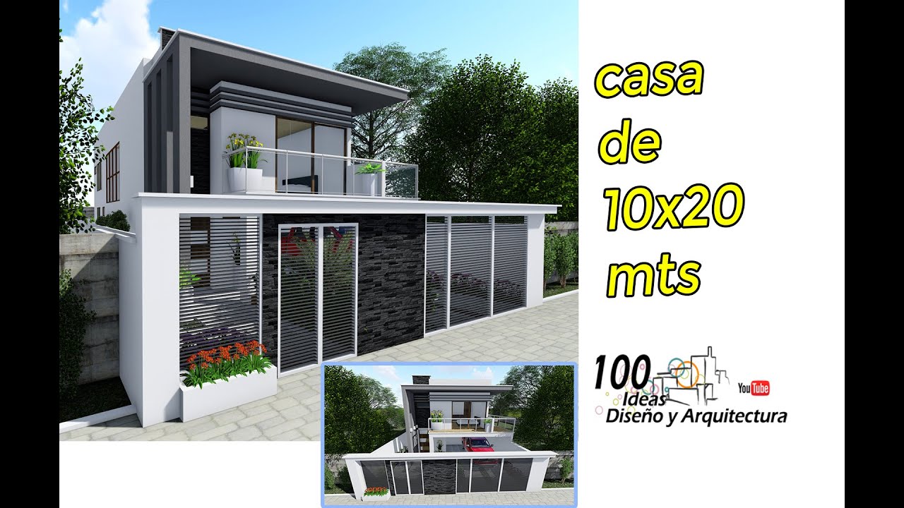 Diseño casa familiar El Bambú 10x20 en un piso, 87 M2, planos disponible