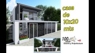 Diseño casa familiar El Bambú 10x20 en un piso, 87 M2, planos