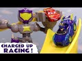 Paw Patrol Mighty Pups Charged Up Racing with Disney Cars McQueen and funny Funlings