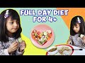 My 4 year old daughters breakfast to dinner  full day diet for 4