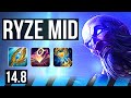 Ryze vs kassadin mid  915 legendary 900 games  euw master  148