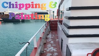CHIPPING AND PAINTING ON SHIPS-HOW ITS DONE LIFE AT SEA ON SUPPLY VESSEL