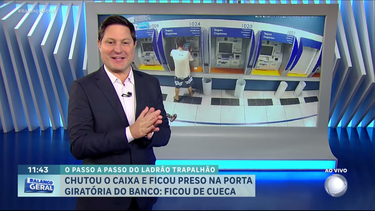 Ladrão fica só de cueca após entalar em porta giratória ao tentar invadir banco em Minas Gerais