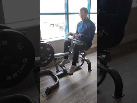 Seated calf raise machine demo
