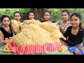 130 packet noodles stir-fry with hot dog recipe in my village - Amazing video