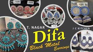 LATEST BLACK METAL EARRINGS DESIGNS IN TAMIL|DIFA SHOP TNAGAR ||OXYDISED EARRINGS DESIGNS WITH PRICE