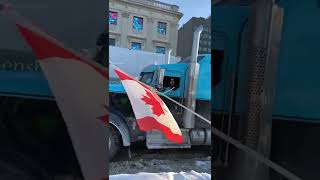 'Freedom Convoy' Supporters Cheer Outside Parliament Hill in Ottawa